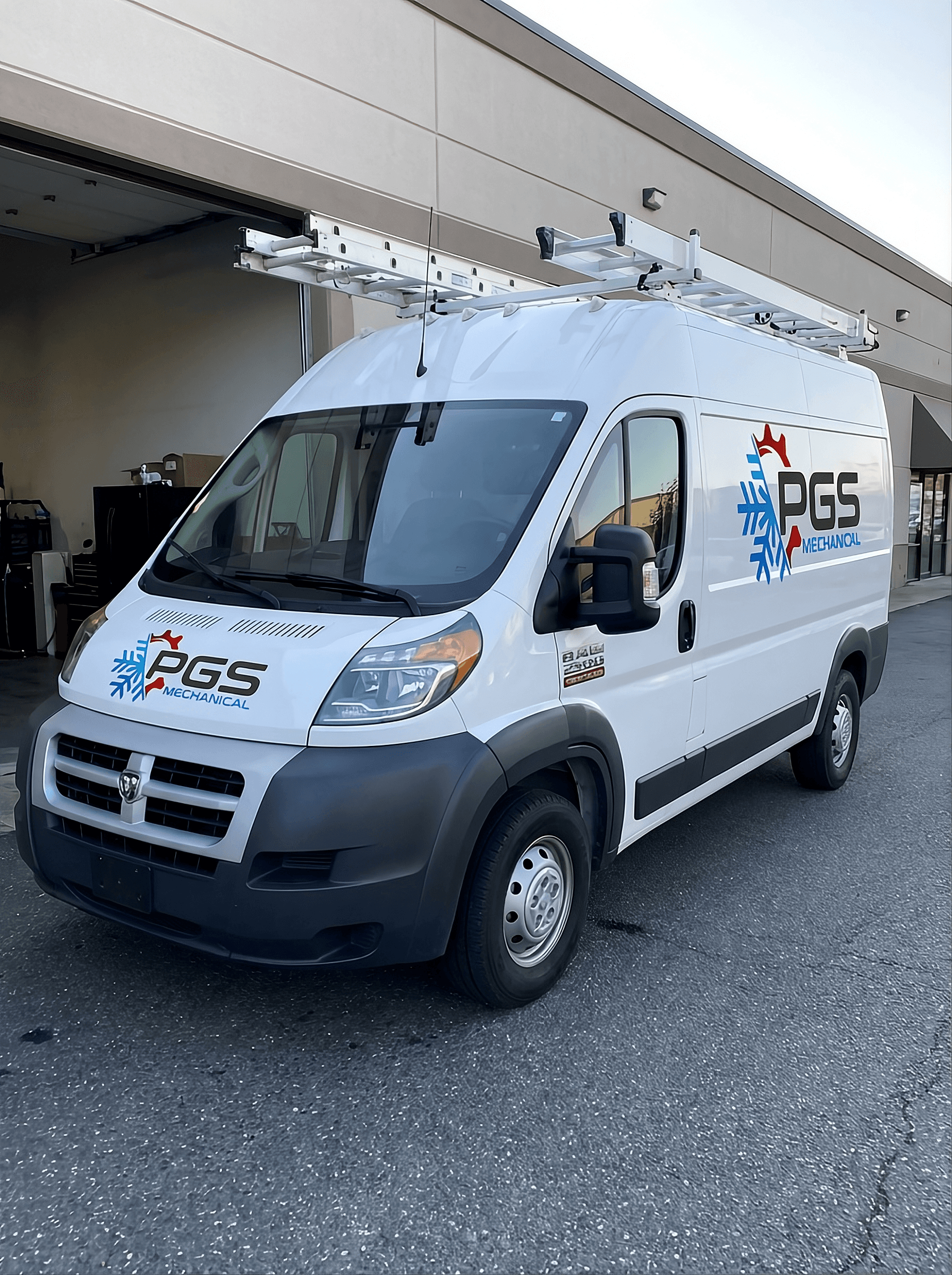 PGS Mechanical service van with commercial HVAC equipment